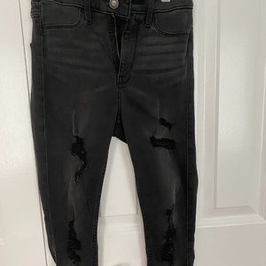 Black High Rise Jean Legging w/ Rips